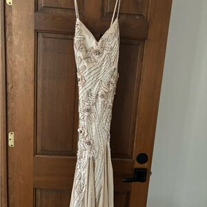 Sue Wong Blush Silk Sequin Embellished Silk Dress Size 10 NWT